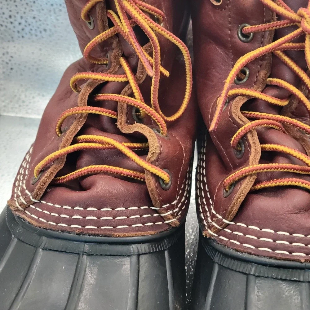 LL Bean Bean Boots Brown Black Leather Duck Boots Mens 11 M Made in USA 8